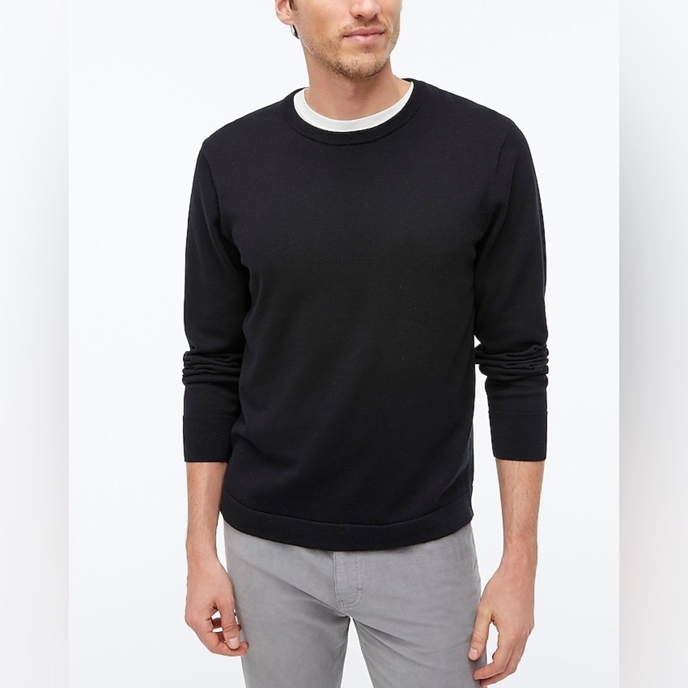 J. Crew Factory Cotton Crewneck Sweater Tee in Black